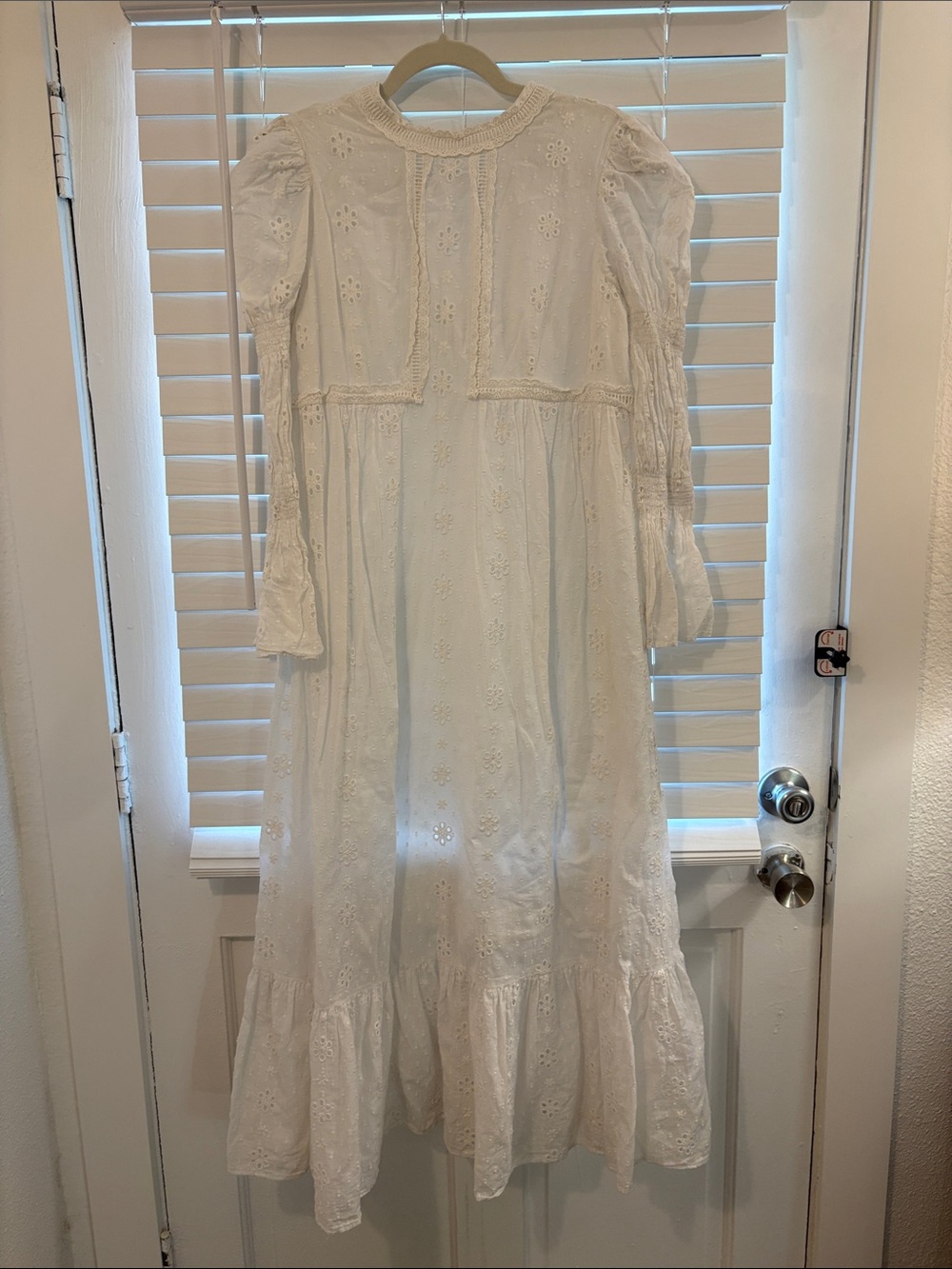 English Factory White Eyelet Maxi Dress with Puff Sleeves - Picture 4 of 5